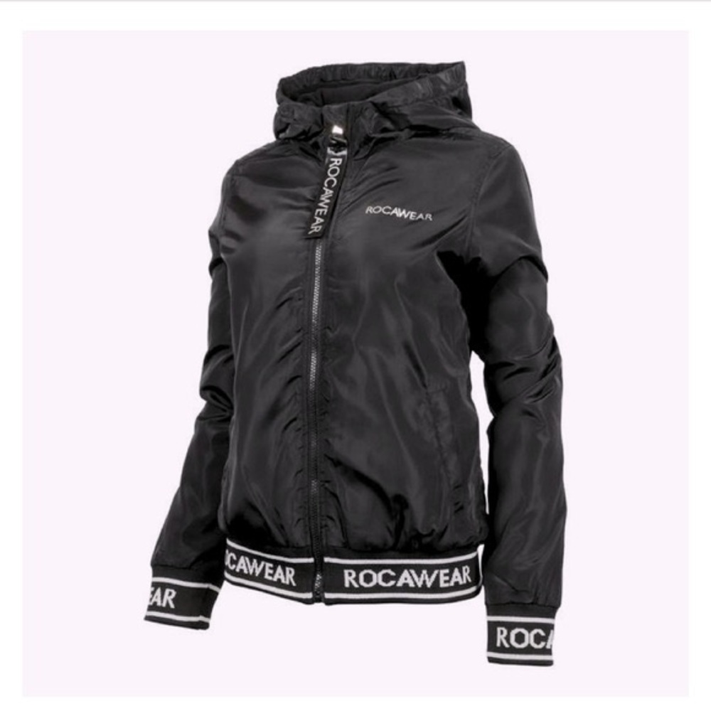 NWT Rocawear Logo Hooded Jacket Black Size Medium